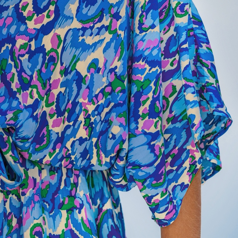 Vibrant Blue and Green Women's romper - Picture 5 of 5